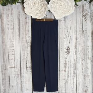 Vintage 90s St. John Basics Navy Knit Stretchy Trouser Pants With Pockets